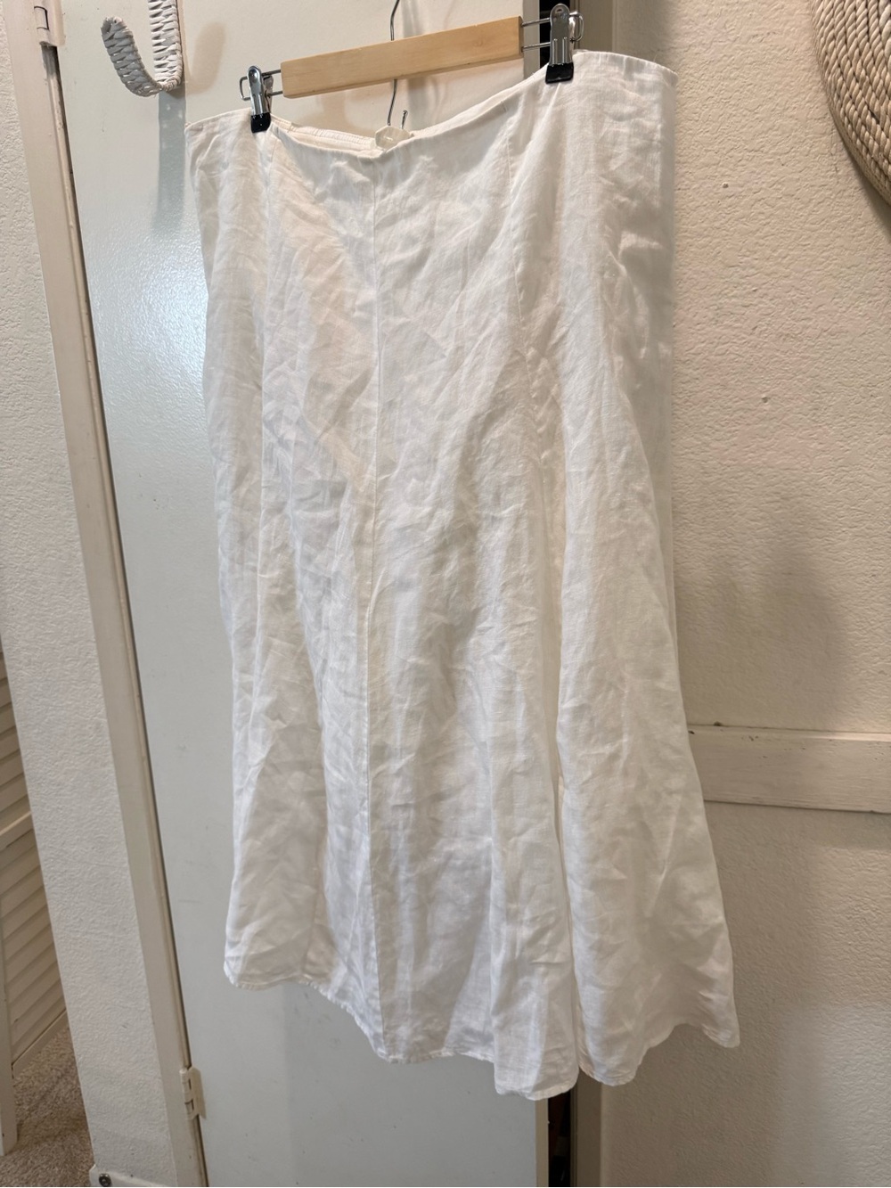Eileen Fisher White 100% Irish Linen Skirt XL